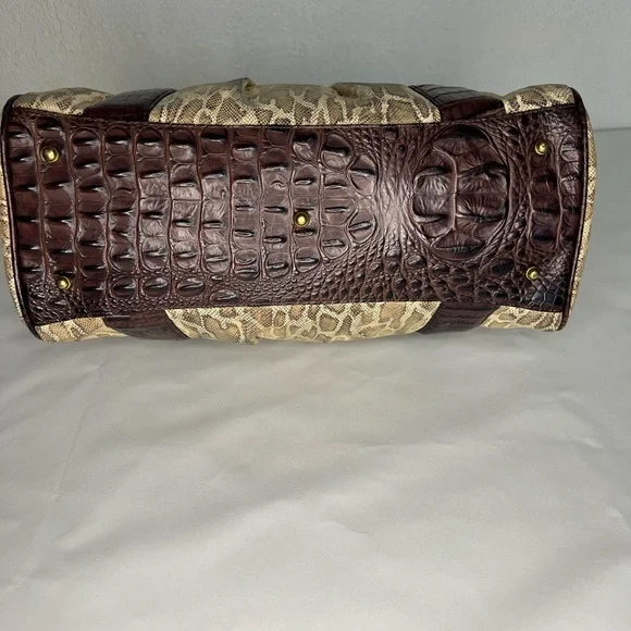 Rare Brahmin Louise Rose Satchel and Wallet Set Snake Croc Embossed Leather - Picture 8 of 15